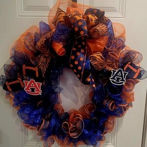 Auburn Themed Orange and Blue Gameday Wreath